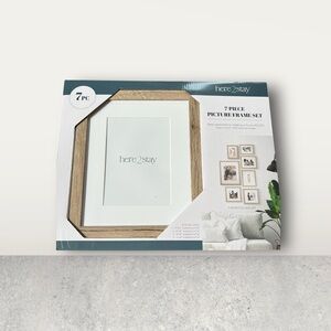 7-Piece Picture Frame Set - Natural Wood and White